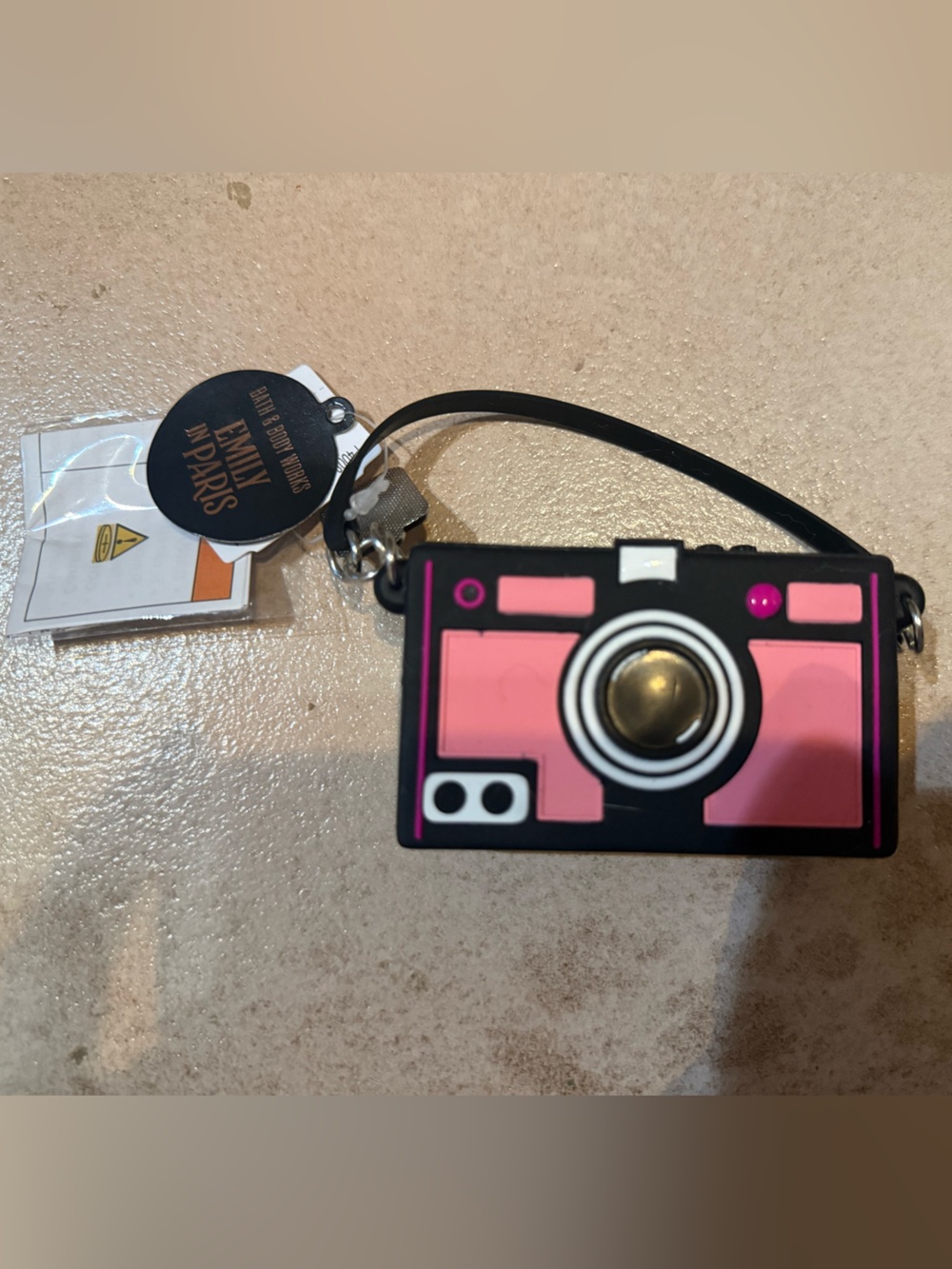 Emily in Paris hand sanitizer holder (B&BW). Sounds work!
